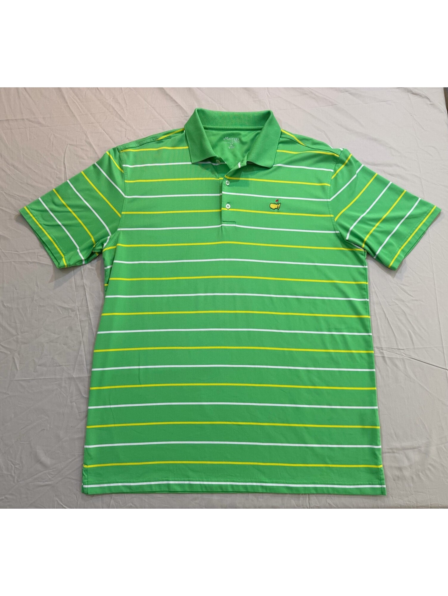Masters Tech Polo Shirt Mens Xl Green Striped Augusta National Golf Tournament